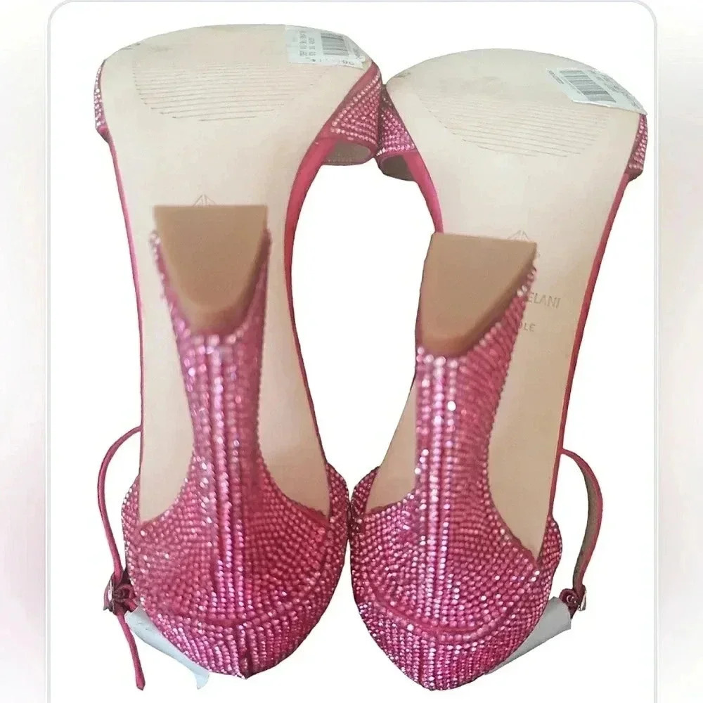 Kentucky Derby Fuchsia 10 Pink Formal Rinestone Sparkling Sandals New - Picture 3 of 5